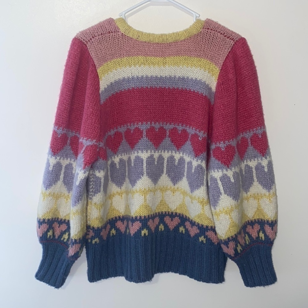 LoveShackFancy Shirelle Pullover Pink Icing Heart… - image 9